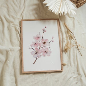 Spring Cherry Blossom Print - Japanese Sakura Artwork - Printable Flower Poster - Relaxing Bedroom Wall Decoration - Digital DOWNLOAD