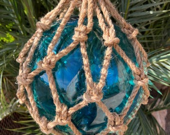 Large Vintage Fish Float, Tiki Bar Decor - Turquoise