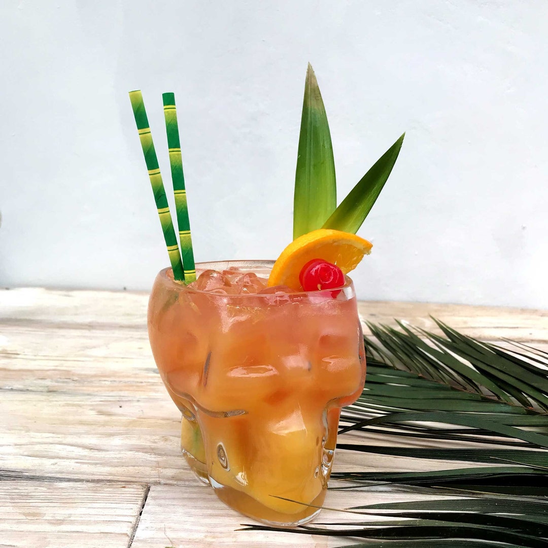 Tiki Skull Cocktail Glass Medium Etsy