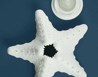 Ceramic Starfish Tea Light Holder | Coastal Beach House Nautical Decor