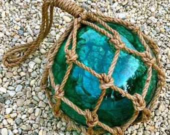 Large Vintage Fish Float, Tiki Bar Decor - Green