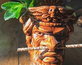 Handmade Ceramic Witch Doctor Tiki Mug – 20oz Cocktail Barware