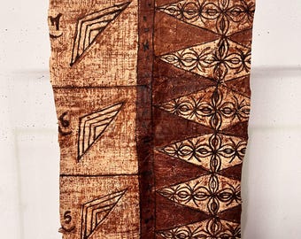 Vintage Tongan Tapa Cloth Piece 9: Polynesian Tiki Decor 99x69CM