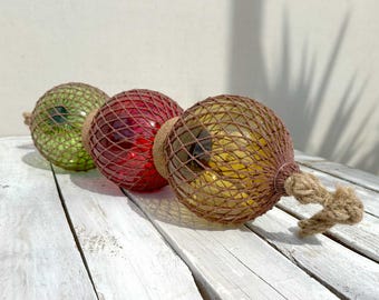 Triple Fish Float with Net - Tiki Bar Nautical Style Decoration - Poolside decoration