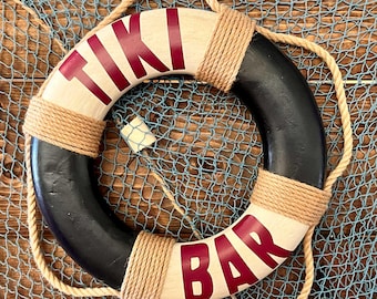Tiki Bar Decorative Life Ring – Nautical Wall Sign (35cm)