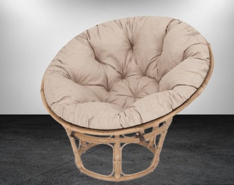 Papasan | Coussin | Diamètre 114 cm | Grand oreiller rond | Oreiller de chaise Papasan | Oreiller de sol | Coussin de balançoire | Oreiller papasan | Couleur beige