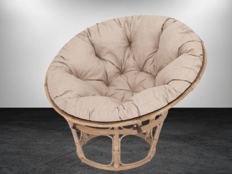 Papasan Coussin Diamètre 114 cm Grand oreiller rond Oreiller de chaise Papasan Oreiller de sol Coussin de balançoire Oreiller papasan Couleur beige image 1