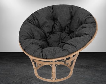 Papasan | Coussin | Diamètre 114 cm | Grand oreiller rond | Oreiller de chaise Papasan | Oreiller de sol | Coussin de balançoire | Oreiller papasan | Couleur noire