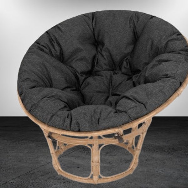 Papasan | Coussin | Diamètre 114 cm | Grand oreiller rond | Oreiller de chaise Papasan | Oreiller de sol | Coussin de balançoire | Oreiller papasan | Couleur noire