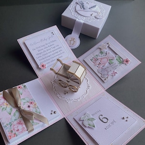 Personalised Exploding Box Card/Explosion Box New Baby/New Baby Keepsake Greetings Card