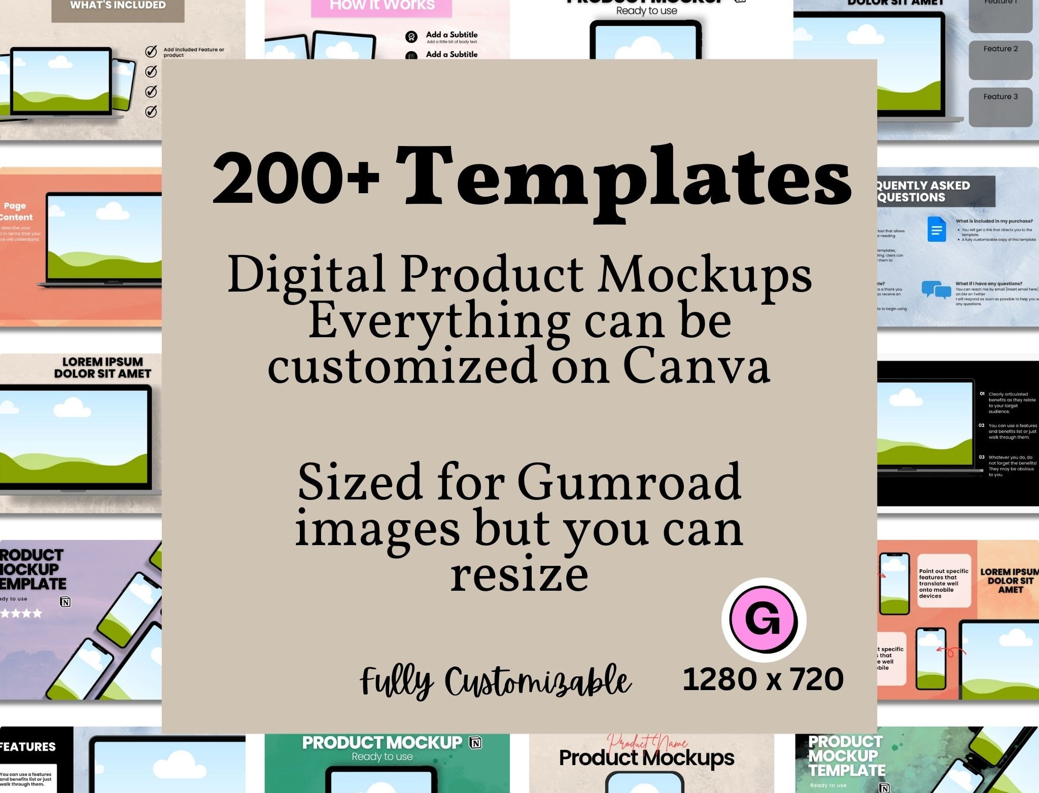 Digital Product Mockup Templates | Canva Template | Digital Download ...