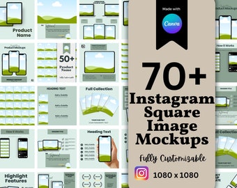 Instagram Square Mockup Template | Canva Design | Digital Products | Product Mockups | Social Media Template | IG Feed | Square Image
