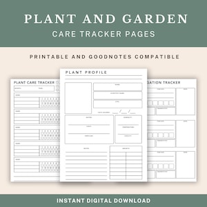 Plant & Garden Care Tracker Pages – Printable and Goodnotes Compatible (Digital Download)