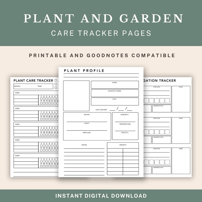 Plant & Garden Care Tracker Pages – Printable and Goodnotes Compatible ...