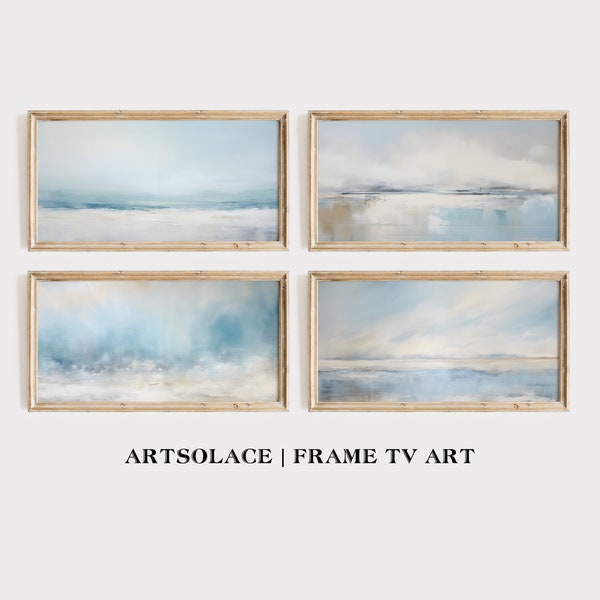 TV KUNST Frame vintage Pastell  Strand Landschaft blau und weiss Farben abstrakte Digital Download  Kunstwerk SAMSUNG Rahmen Wohnzimmer Deko