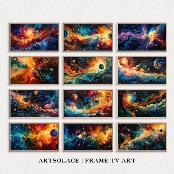 Samsung The Frame TV Art SET | 12 Traumhafte Kosmische Nachthimmel | Tv Kunst  sofortige Download Kunst | 4K Kunst DIGITALER Download