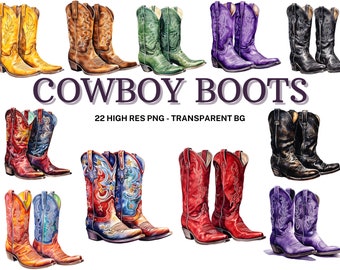 Cowboy Boots Clipart Set , 22 Cowboy Boots Sublimation