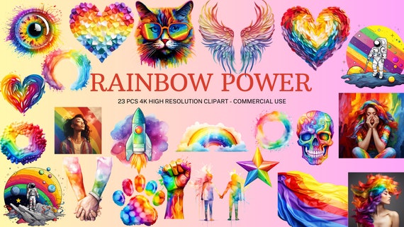 Watercolor Pride Clipart: Rainbow LGBTQ+ Stickers (Instant Download)