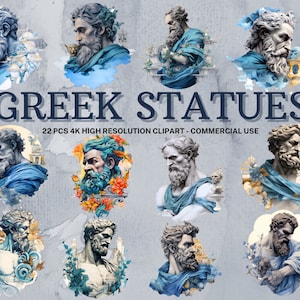 Ensemble de cliparts Statue grecque, 22 statues grecques aquarelles PNG, Clipart mythologie, Junk Journal