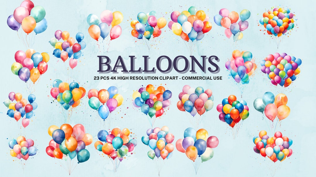 Birthday Balloon Clipart: Colorful Party PNG SVG Collection (instant ...