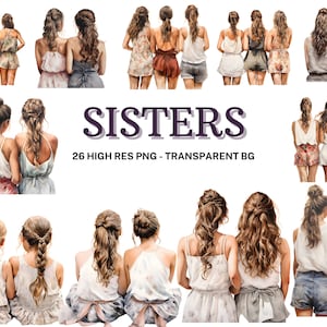 Sisters Clipart Set , 26 Best Friends Clipart, Sisters Sublimation
