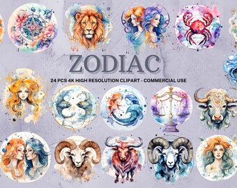Aquarell Sternzeichen Clipart - SVG PNG Sammlung (Instant Download)