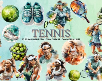 Tennis SVG Collection | Watercolor Tennis Clipart | Tennis PNG | Tennis Sticker | Instant Download | 20 High Quality PNG