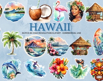 Hawaii Stickers SVG PNG Collection | Hawaii Stickers | Instant Download | 24 High Quality PNG