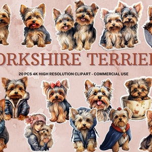 Yorkshire Terrier SVG PNG Collection | Watercolor Yorkshire Terrier Clipart | Instant Download | 20 High Quality PNG