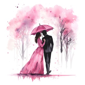 20 Pareja romántica PNG de alta calidad, imágenes prediseñadas del Día de San Valentín de acuarela imprimible, diario basura