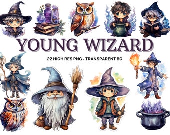 Wizard Clipart Set: Magic School Graphics (Digital Download)
