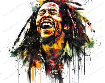 20 Watercolor Bob Marley PNG, One Love High Quality Images, Printable Watercolor Bob Marley, Junk Journal