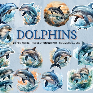 Collection SVG Dauphin | Clipart dauphin | Dauphin PNG | autocollant dauphin | Téléchargement instantané | 20 PNG de haute qualité