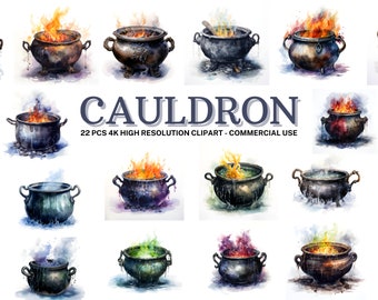Caldeirão Clipart: Pacote Halloween SVG PNG (Download Instantâneo)