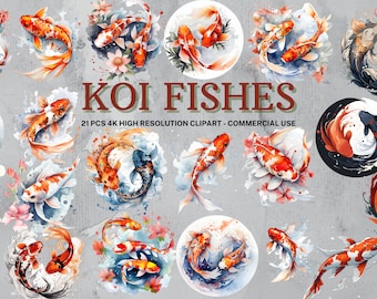 Aquarel koivissen clipart: SVG, png, stickers (directe download)