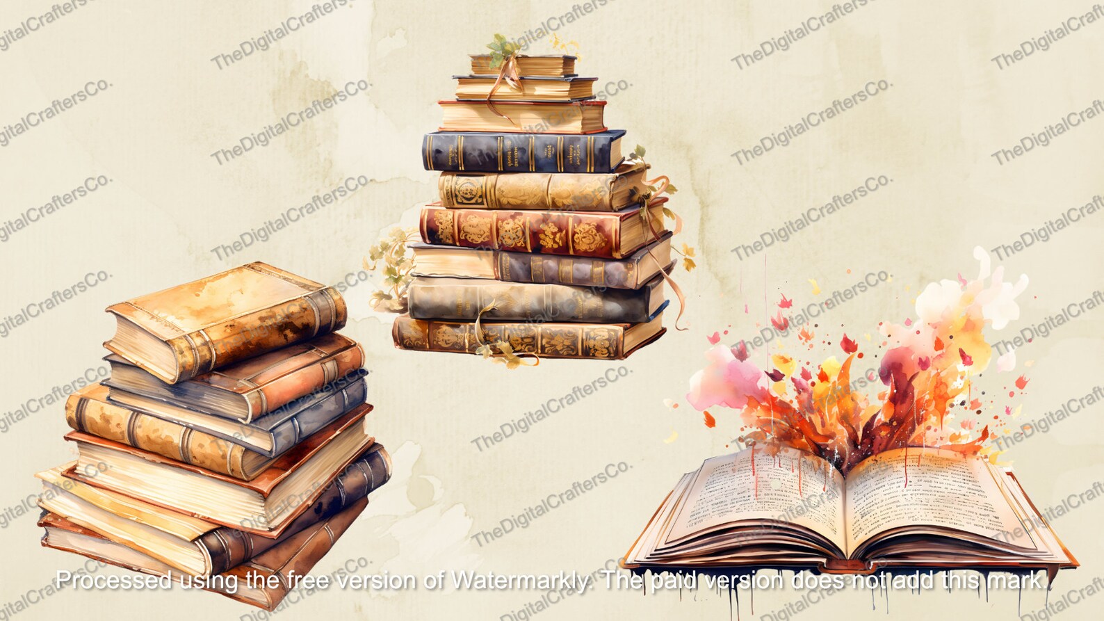 Old Books SVG PNG Collection Old Books Clipart Watercolor Old Books ...