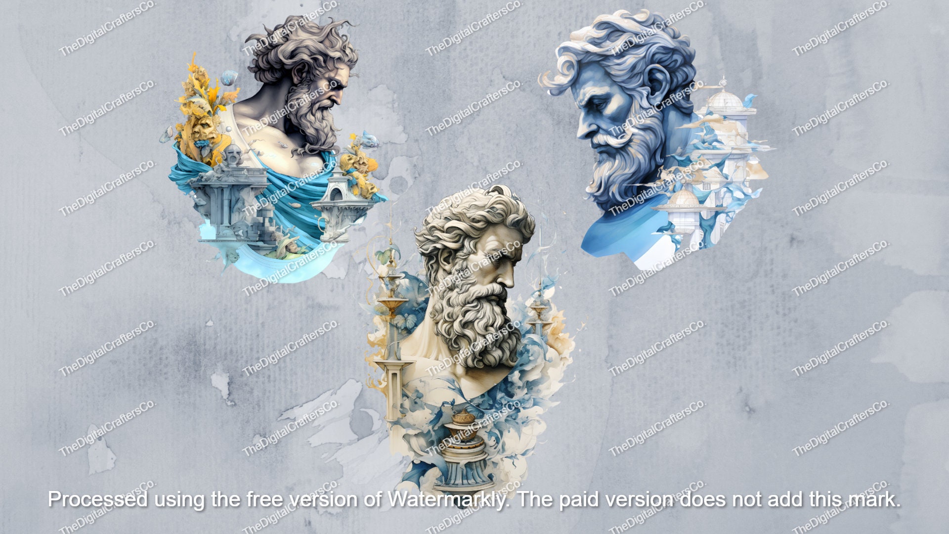 Watercolor Greek Statue Clipart Set: Mythology PNG Images (digital ...