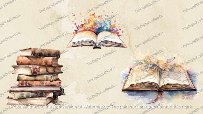 Old Books SVG PNG Collection Old Books Clipart Watercolor Old Books ...