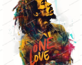 20 Bob Marley PNG, One Love High Quality Images, Printable Watercolor Bob Marley Images, Junk Journal