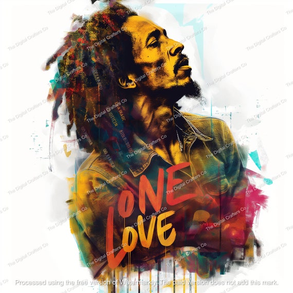 Bob Marley Watercolor PNG: One Love Printable Images (digital