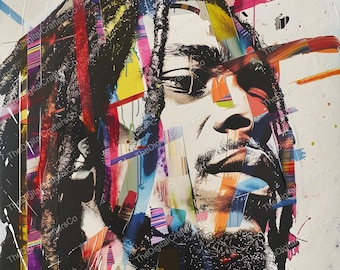 21 Bob Marley Colorblock PNG, One Love High Quality Images, Printable Watercolor Bob Marley, Junk Journal