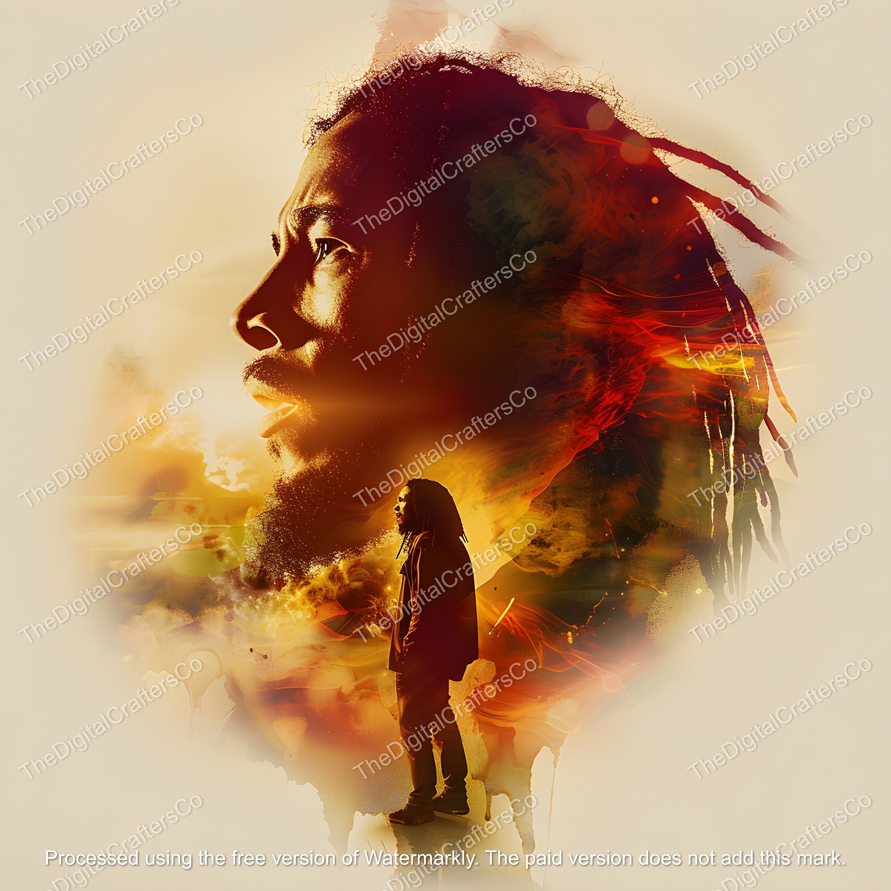 20 Bob Marley Golden Art PNG, One Love High Quality Images, Printable Bob Marley Images, Junk Journal