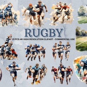 Rugby SVG PNG Sammlung | Aquarell Rugby Clipart | Sofort Download | 21 Hochwertige PNG