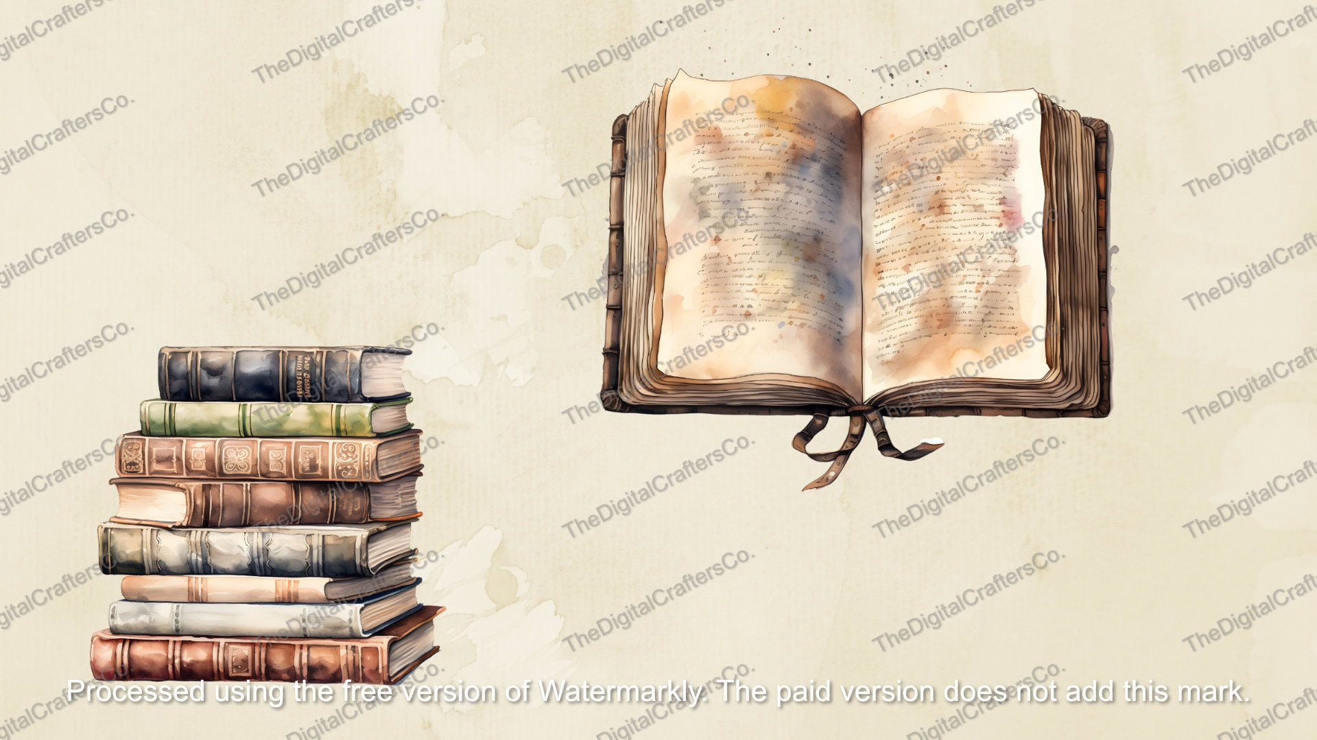 Old Books SVG PNG Collection Old Books Clipart Watercolor Old Books ...