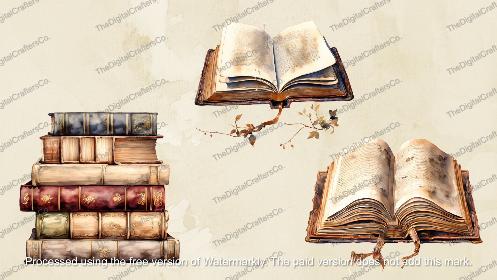 Old Books SVG PNG Collection Old Books Clipart Watercolor Old Books ...