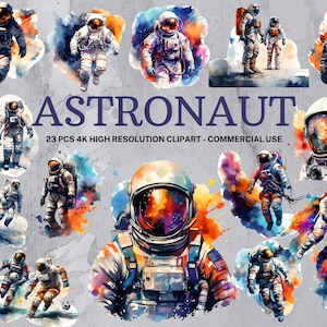 Coleção PNG SVG de astronauta | Clipart de astronauta em aquarela | Download instantâneo | 23 PNG de alta qualidade