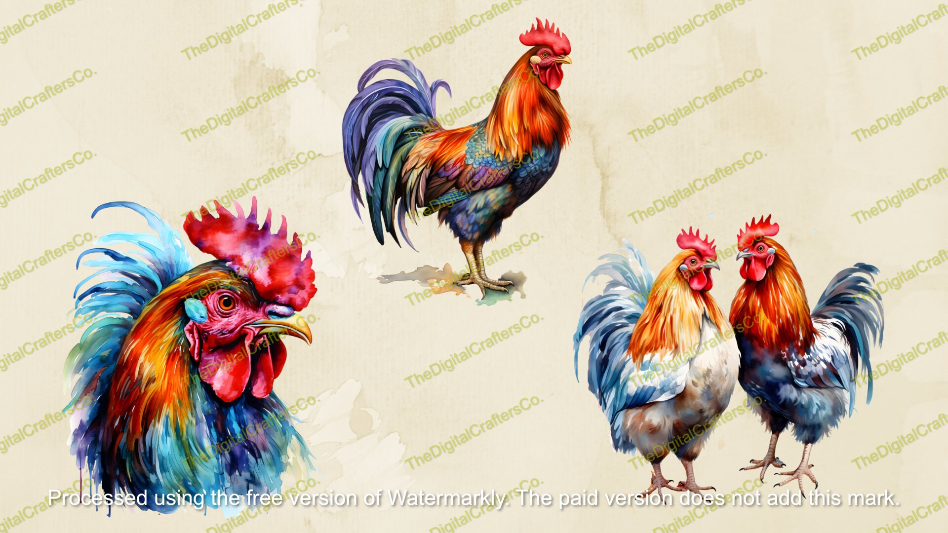 Watercolor Rooster & Chicken Clipart Set: Farm Animal PNG Images - Etsy