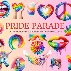 Collection LGBTQ+ Pride SVG | Aquarelle LGBTQ + Pride Pride Clipart | Fierté PNG | Autocollant de fierté | Téléchargement instantané | 24 PNG de haute qualité