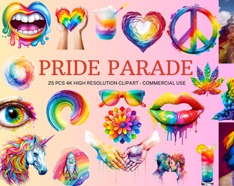 Watercolor LGBTQ+ Pride Clipart: Rainbow Graphics (Instant Download)