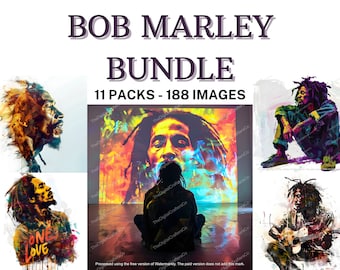 Ultimate Bob Marley PNG Bundle, 188 High Quality PNG, 11 Packs, One Love Images, Printable Bob Marley PNG, Junk Journal